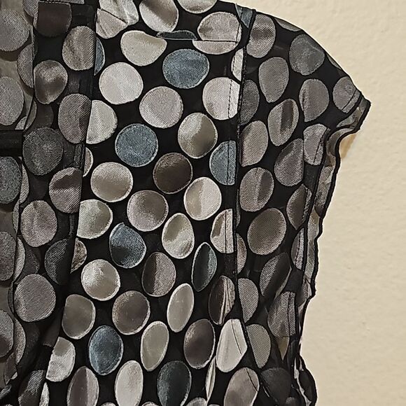 BCBGMaxAzria Sheer Silk Blend Polka Dot Blouse - M - Picture 4 of 9